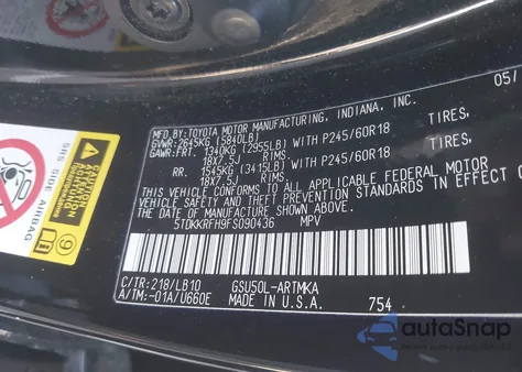 2015 Toyota Highlander Xle V6 z USA, uszkodzony, nr VIN 5TDKKRFH9FS090436